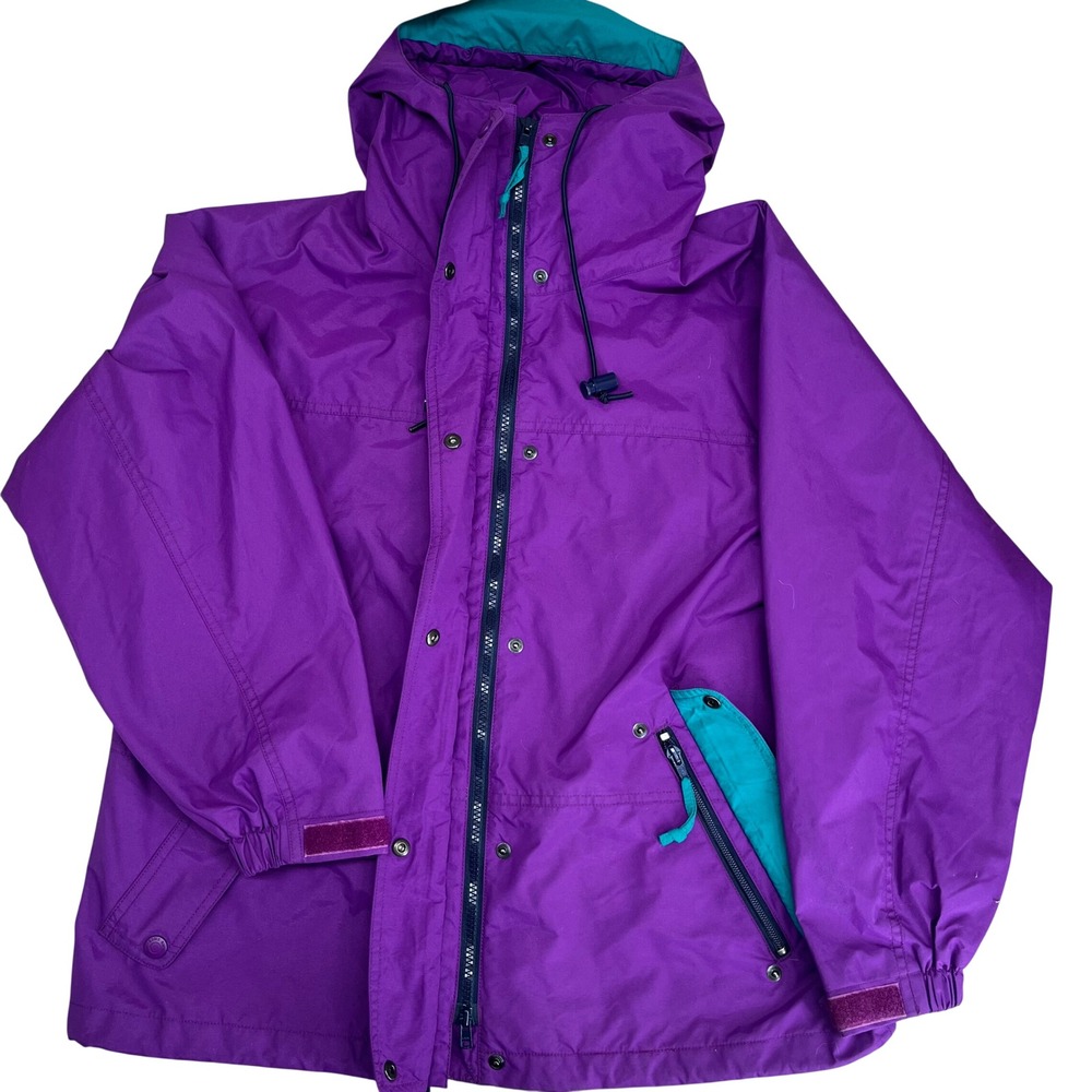 Vintage 90's Eddie Bauer Gore-Tex Jacket Womens Sm Purple Hooded Rain Gorpcore